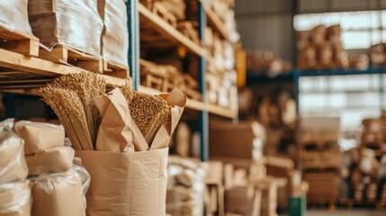 Poster - Organized Warehouse with Shelves and Boxes for Storage and Logistics
