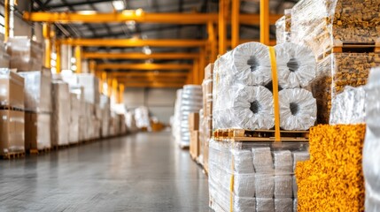 Poster - Efficient Warehouse Interior with Organized Storage Shelving and Merchandise Boxes