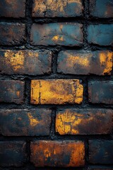 Poster - a close-up shot of a yellow painted brick wall, ideal for interior design or construction projects