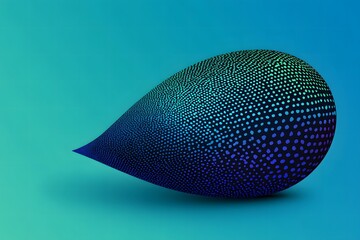 Poster - Abstract Teardrop Shape with Gradient Dot Pattern, Vivid Colors, 3D Design, Digital Art.  
