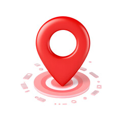 Fototapete - 3d red location pin icon isolated on transparent background, Cut out