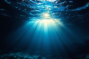 Poster - Sunlight filtering through ocean water, creating rays and illuminating the underwater scene.