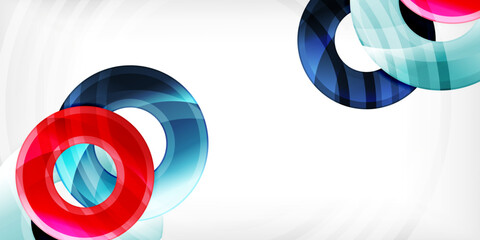 Poster - Bright colorful circles with light effects. Abstract background