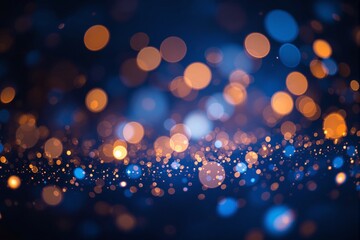 Aufkleber - Abstract glowing bokeh lights on a dark blue background.