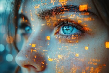 Poster - a detailed look at an eye with a digital pattern overlay