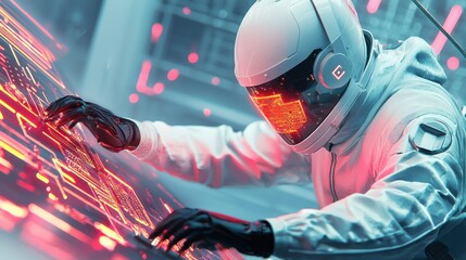 Poster - Professional welder in protective gear creating sparks while working on metal fabrication in industrial workshop