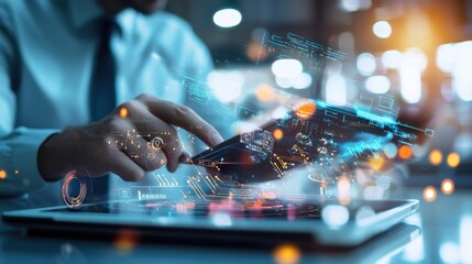 Poster - Futuristic Digital Technology Interface with Intelligence and Data Analytics