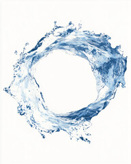 Poster - Water Circle Splash: A mesmerizing circular splash of pristine water, captured in a dynamic motion, creates a captivating abstract image.