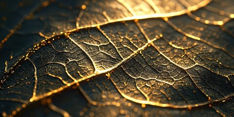 Poster - Leaf with a gold color