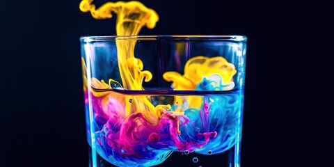Aufkleber - Glass of water with a colorful splash of paint in it