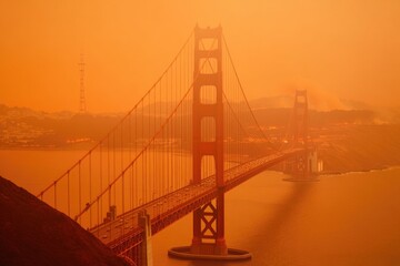 Poster - A large bridge spans across a body of water