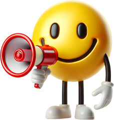 Fototapete -  Notice Emoji  with a megaphone on a transparent background.