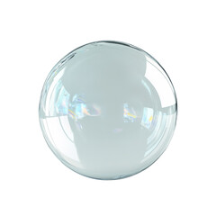 Poster - The image shows a single, large, translucent sphere with iridescent reflections on a black background.