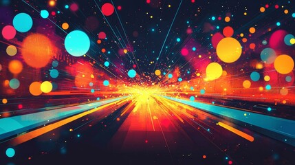 Canvas Print - Abstract Colorful City Lights Speed Tunnel