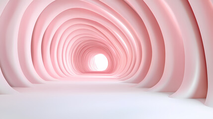 Poster - pink abstract tunnel with light at the end.