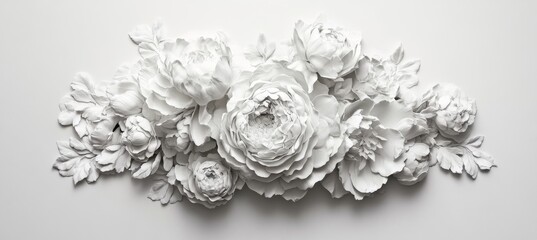 Wall Mural - White gypsum blooms on a white marble base