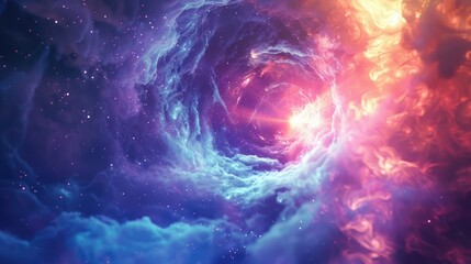 Wall Mural - A vibrant cosmic swirl of colors representing a galaxy or nebula.