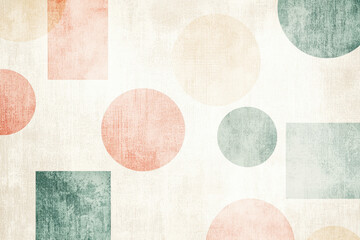 Poster - Scandinavian minimalist pattern with abstract geometric shapes in soft pastel tones on a textured beige background