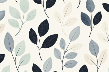 Poster - Scandinavian minimalist pattern with abstract leaf shapes in soft neutral tones showcasing organic design elements