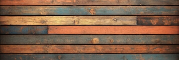 Poster - detailed view of old weathered wooden texture in warm colors, perfect for backgrounds and rustic des