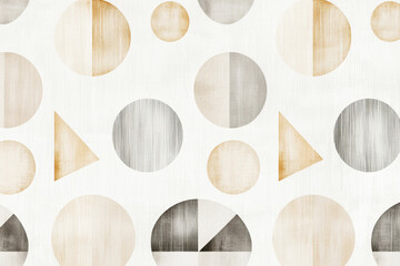 Aufkleber - scandinavian minimalist pattern featuring geometric shapes in neutral tones on a clean white backgro