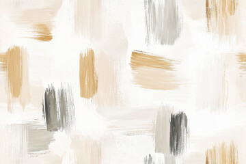 Poster - Scandinavian-inspired abstract brushstroke pattern in muted tones on a matte white background with artistic details