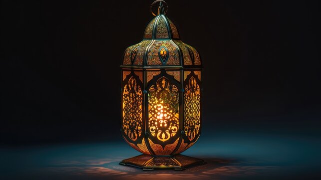 Islamic greeting card Eid Mubarak for Muslim holiday, festival celebration concept. Eid-Ul-Adha.Arabic Ramadan Lantern Decorative Lantern