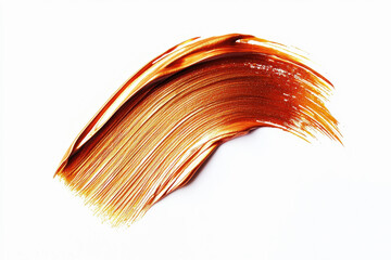 Poster - Metallic copper acrylic brush stroke with reflective highlights on a white background captures luxury and elegance in artistic expression