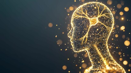 Poster - Glowing Neural Network Human Head Profile 