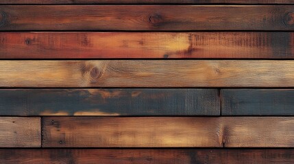 Poster - detailed view of rustic wooden plank texture featuring rich tones of brown, black, and natural grain