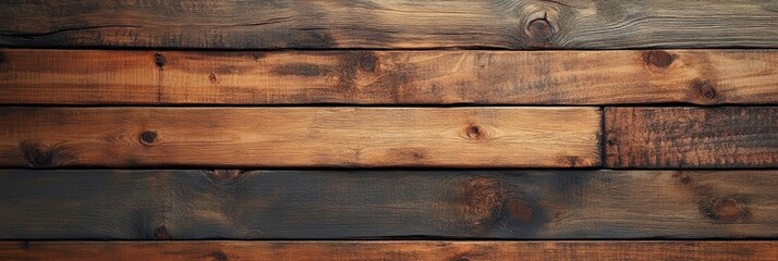Poster - natural wooden plank texture with rustic finish in warm brown tones for backgrounds and design proje