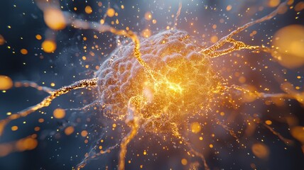 Poster - Intricate 3D Illustration of Neurons Firing in the Brain with Dynamic Connections