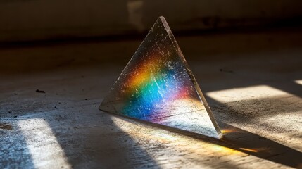 Wall Mural - A Triangular Glass Prism Refracting Light into a Rainbow Spectrum