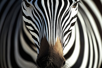 Poster - Sleek zebra stripe pattern with flowing lines and high contrast in sharp black and white, showcasing organic aesthetics and depth