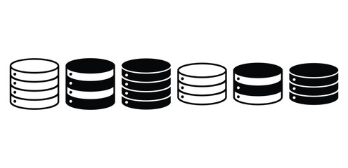 Wall Mural - database storage server data icon symbol sign vector design black white color simple outline and bla