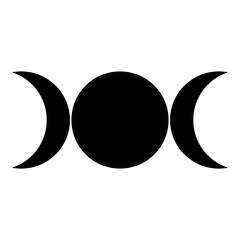 simbol triple goddess religious sign moon phases wiccan icon black color vector illustration image f