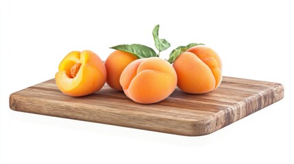 Wall Mural - Ripe Apricots on Wooden Board