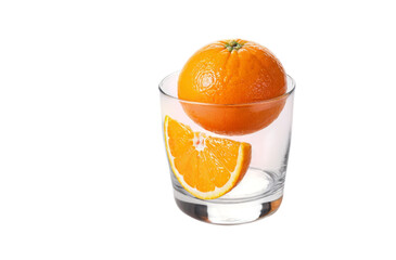 Wall Mural -  Fresh juicy orange in glass refreshment