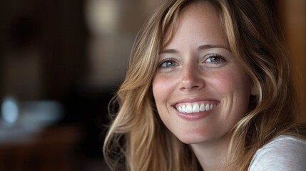 Woman with blonde hair smiling