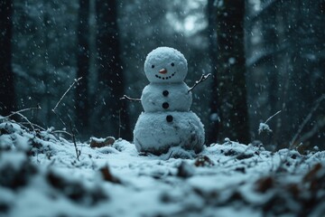 Wall Mural - snowman in forest