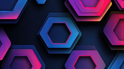Poster - An innovative abstract background showcasing hexagonal shapes with gradient colors, embodying modern aesthetics and ideal for creative projects.