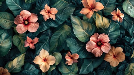 Poster - Close-up of mixed flowers and foliage,