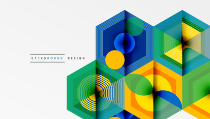Aufkleber - Hexagons design geometric abstract background