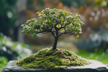 Canvas Print - Bonsai Tree on Rock