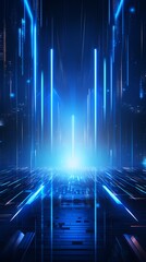 Wall Mural - digital technology blue grid point line light beam poster background