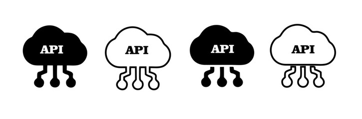 API vector icons set. software integration illustration signs. Cloud API icon collection