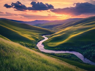 Wall Mural - River Valley Landscape