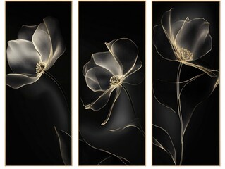 Wall Mural - Black and White Flowers