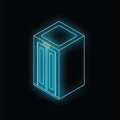 Poster - Neon elevator glowing on a black background, a modern and minimalist illustration