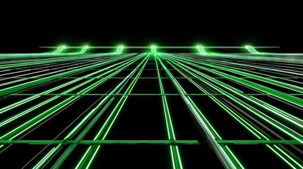 Aufkleber - Dynamic green neon lines grid abstract digital space graphic design futuristic environment low angle view visual concept